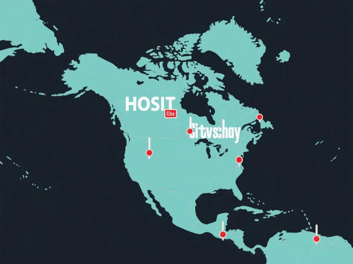 美加墨举办城市示意图